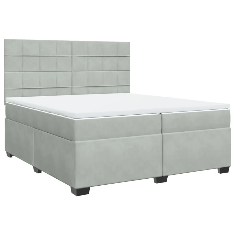Sommier à lattes de lit et matelas Gris clair 200x200cm Velours - 2