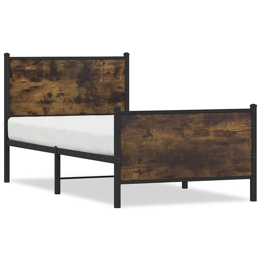 Cadre de lit en métal sans matelas chêne fumé 80x200 cm - 2