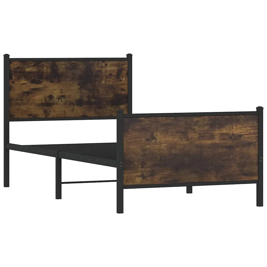 Cadre de lit en métal sans matelas chêne fumé 80x200 cm - 3