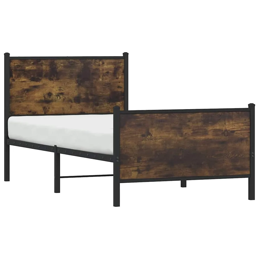 Cadre de lit en métal sans matelas chêne fumé 80x200 cm - 4