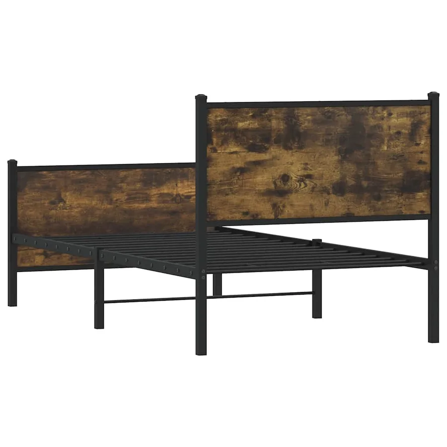 Cadre de lit en métal sans matelas chêne fumé 80x200 cm - 7