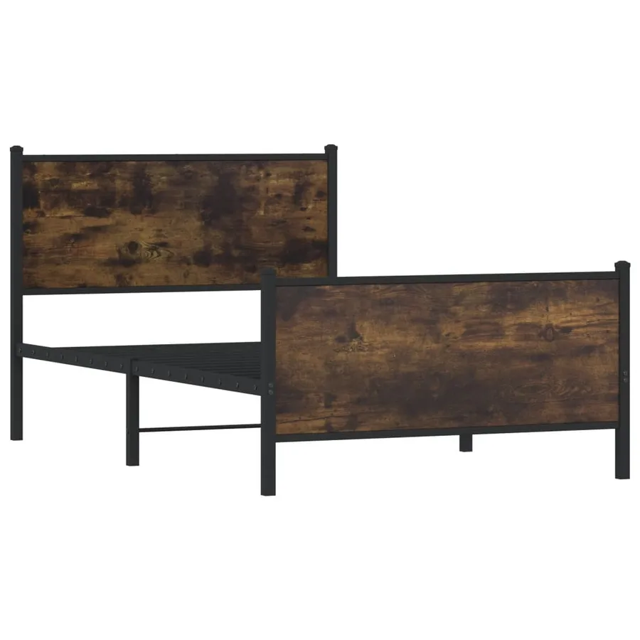 Cadre de lit en métal sans matelas chêne fumé 107x203 cm - 3
