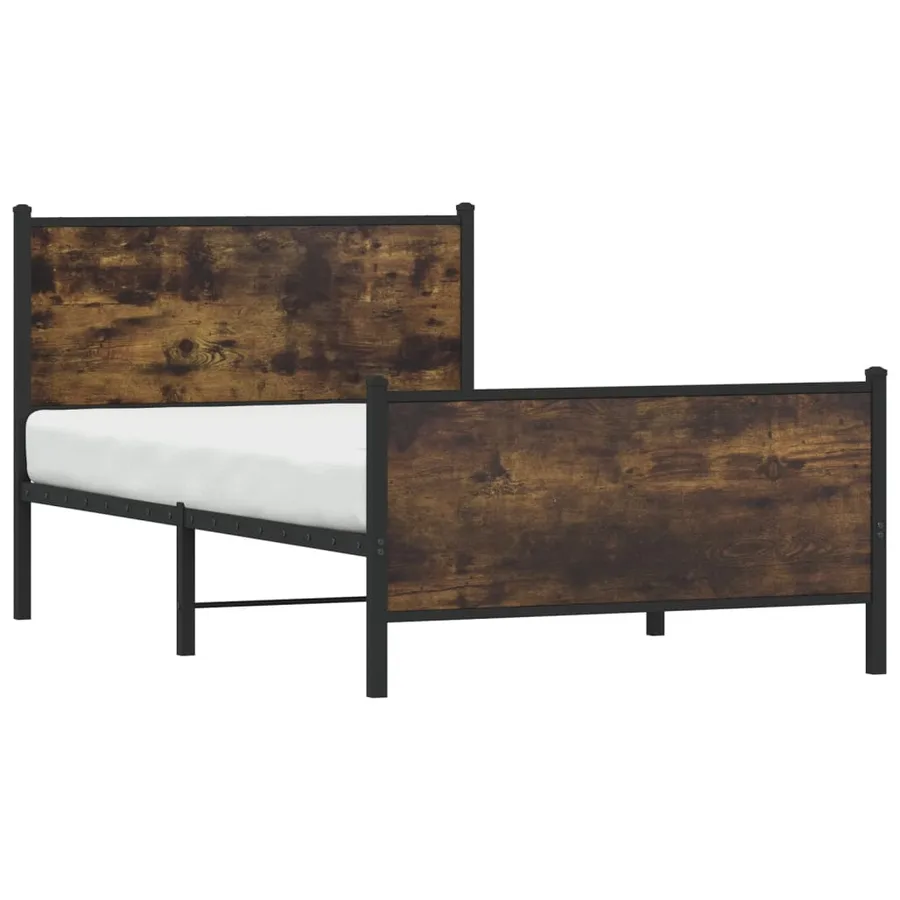 Cadre de lit en métal sans matelas chêne fumé 107x203 cm - 4