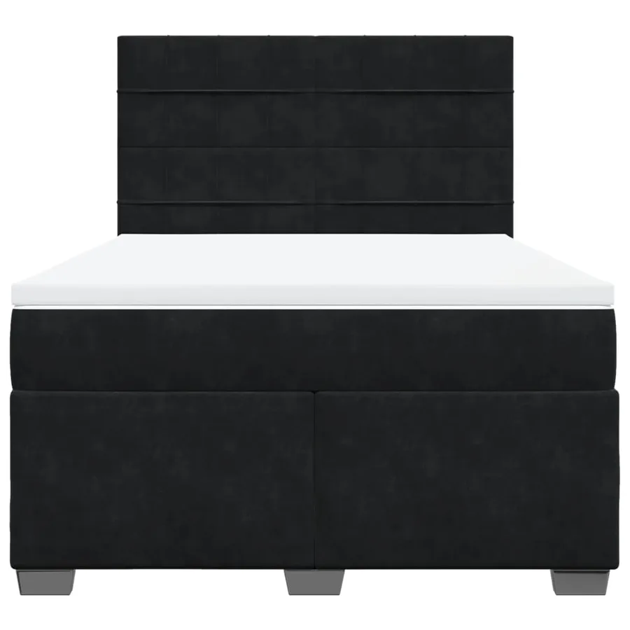 Sommier à lattes de lit avec matelas Noir 140x190 cm Velours - 4