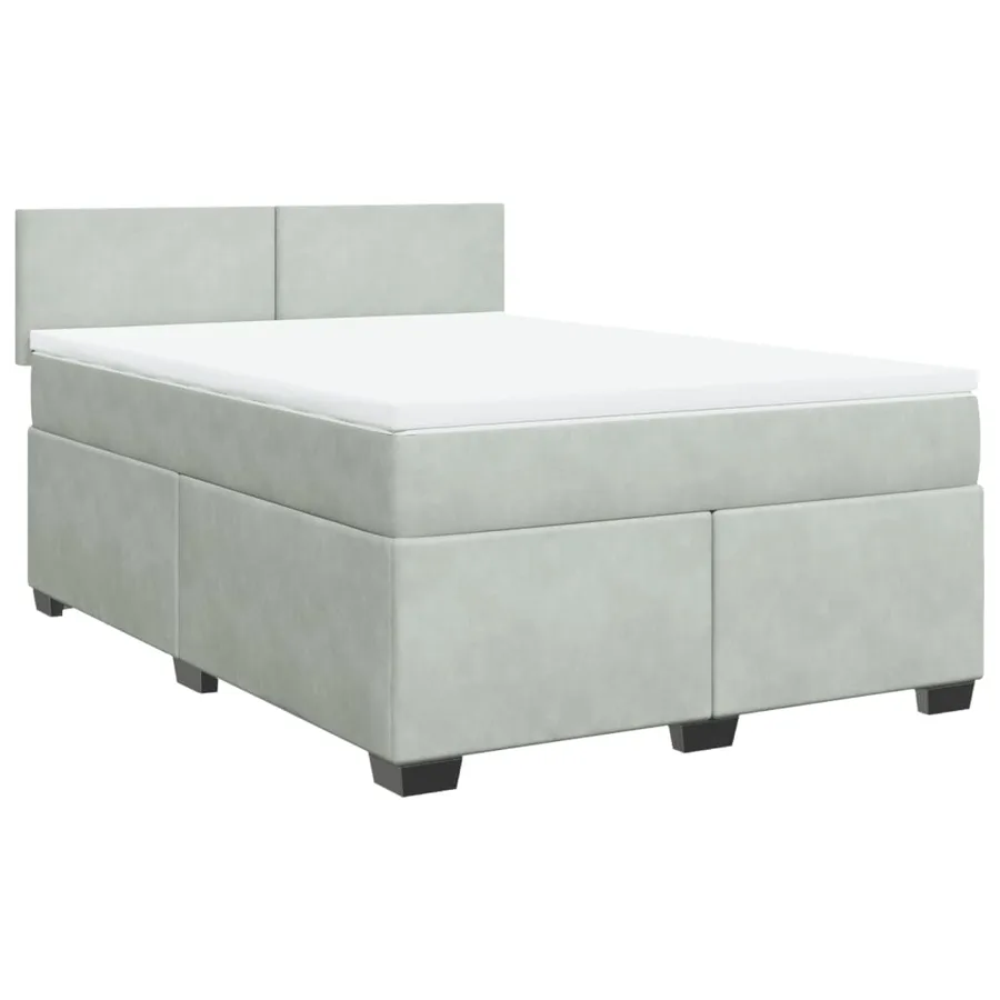 Sommier à lattes de lit et matelas Gris clair 140x190cm Velours - 3