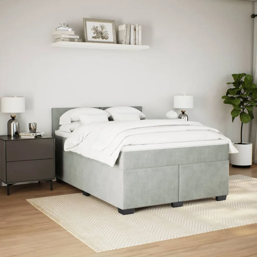Sommier à lattes de lit et matelas Gris clair 140x190cm Velours - 4
