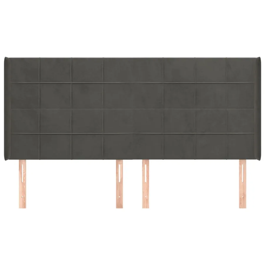 Tête de lit avec oreilles Gris foncé 163x16x118/128 cm Velours - 3