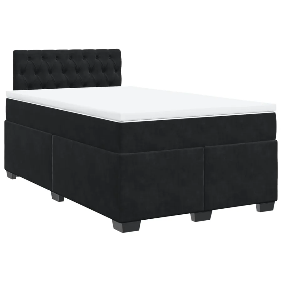 Sommier à lattes de lit avec matelas noir 120x190 cm velours - 2