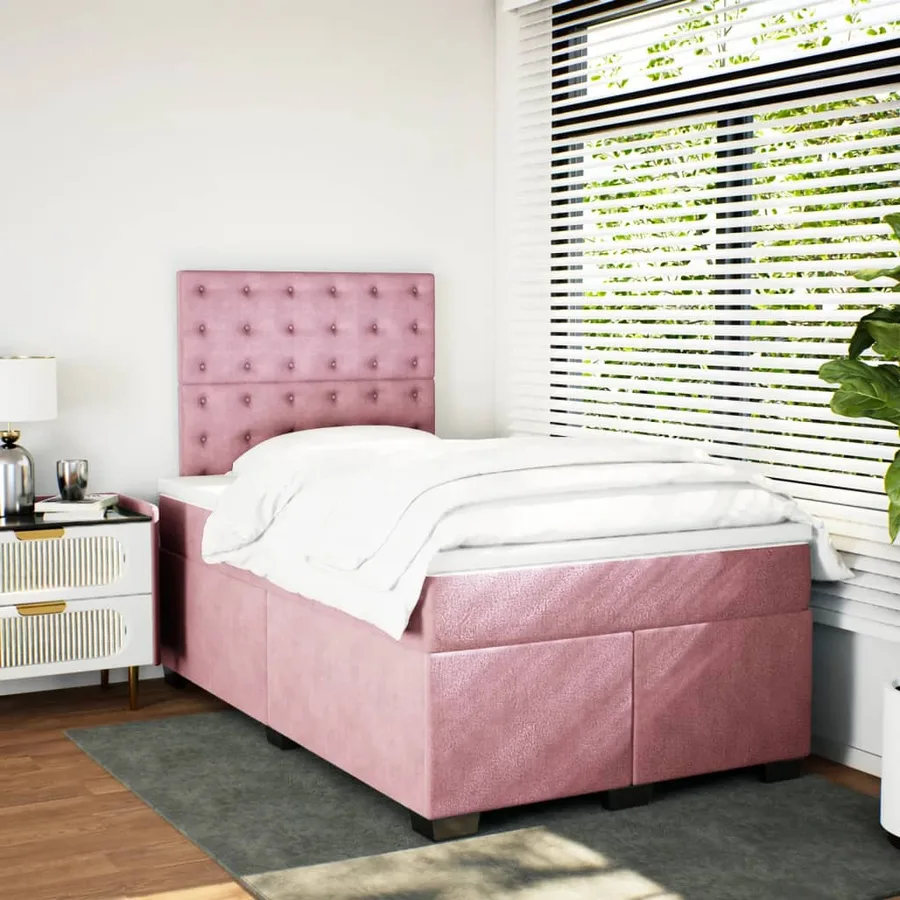 Sommier à lattes de lit avec matelas Rose 120x200 cm Velours - 3