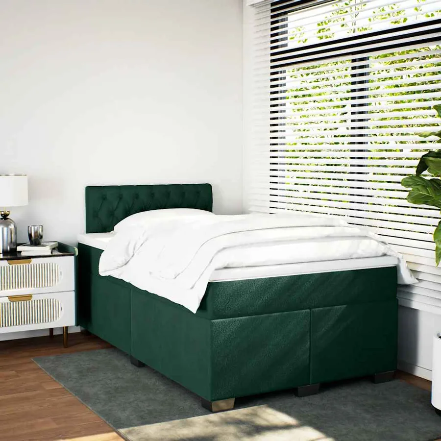 Sommier à lattes de lit et matelas Vert foncé 120x200cm Velours - 3