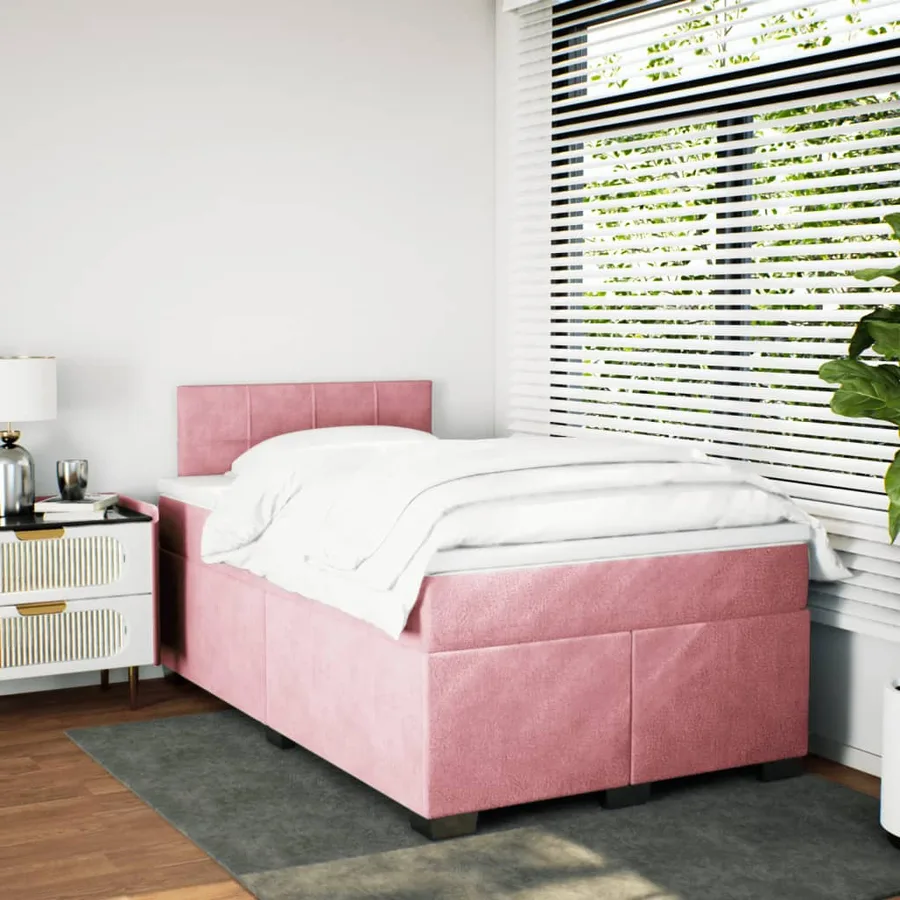 Sommier à lattes de lit avec matelas Rose 120x200 cm Velours - 3