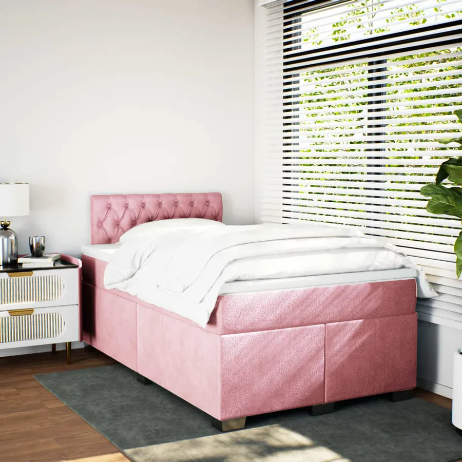 Sommier à lattes de lit avec matelas Rose 120x200 cm Velours - 3