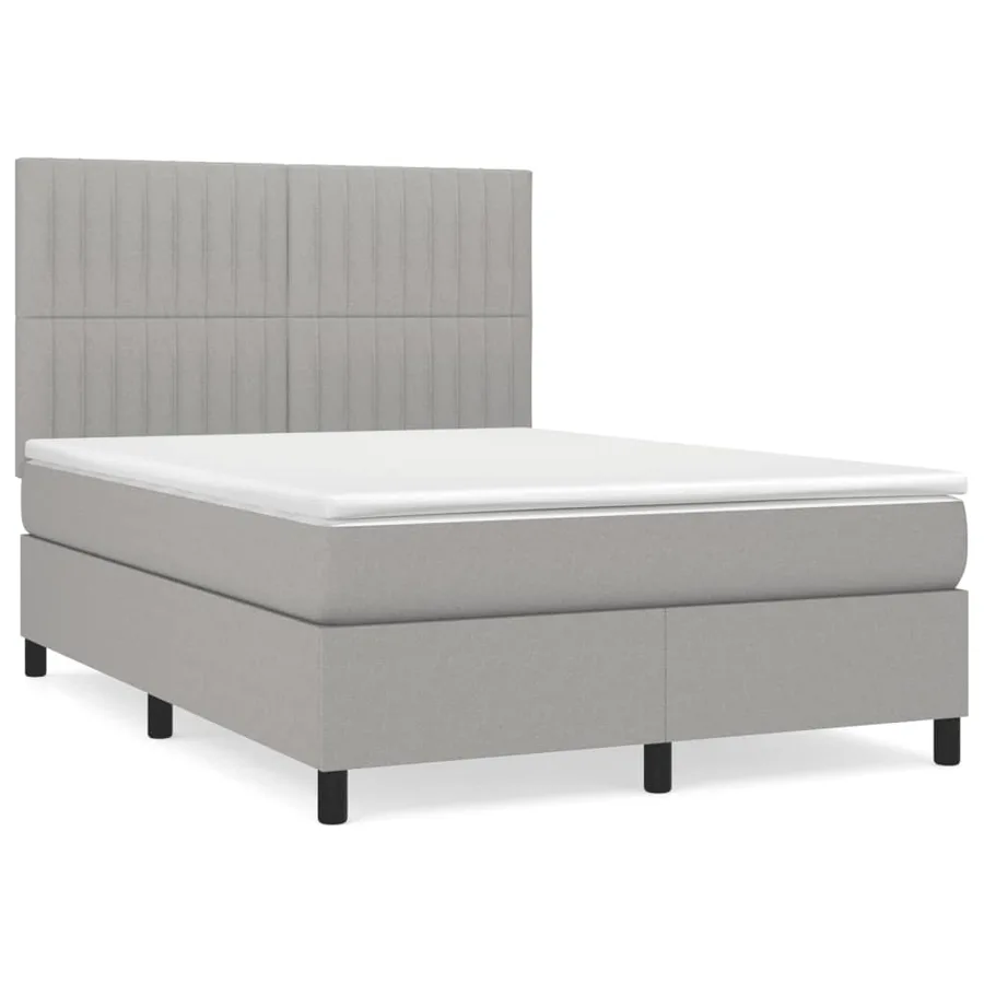 Sommier à lattes de lit avec matelas Gris clair 140x190cm Tissu - 2