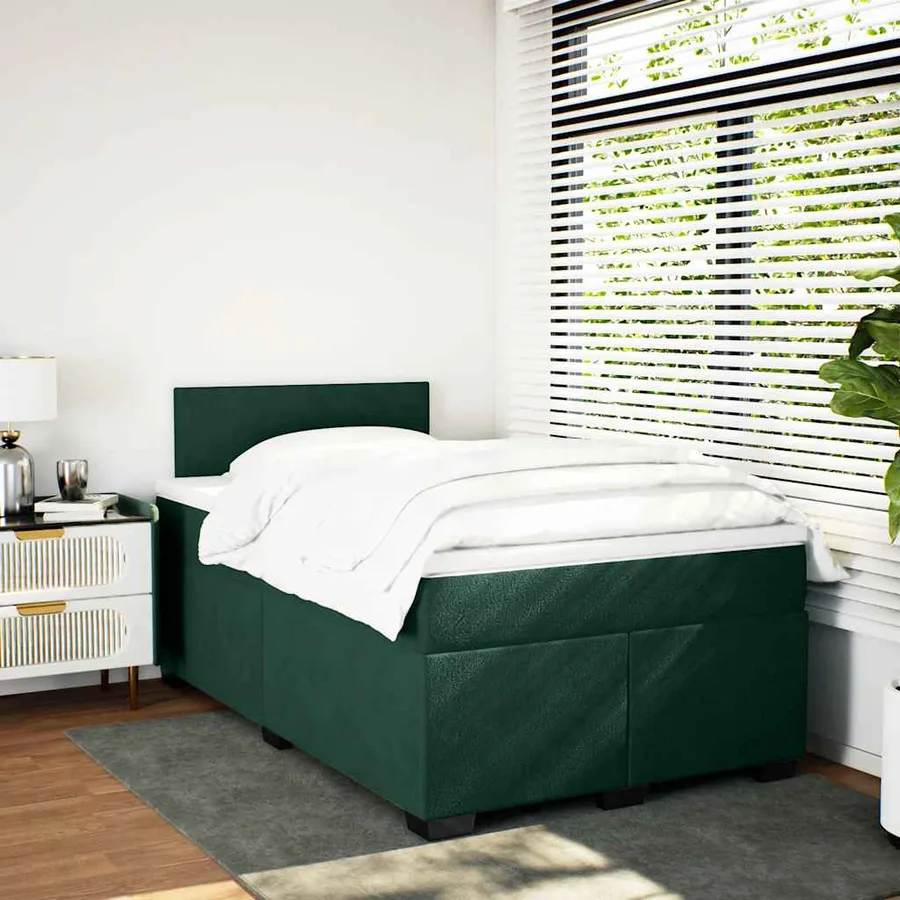 Sommier à lattes de lit et matelas Vert foncé 120x200cm Velours - 3