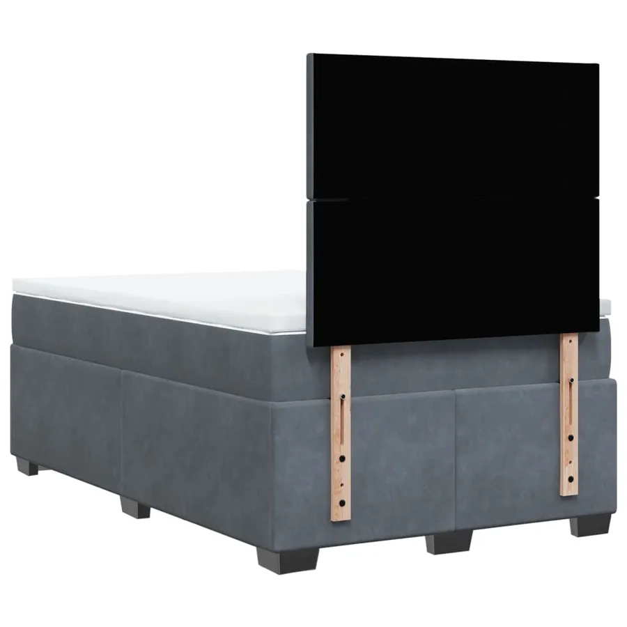 Sommier à lattes de lit et matelas Gris foncé 120x200cm Velours - 12