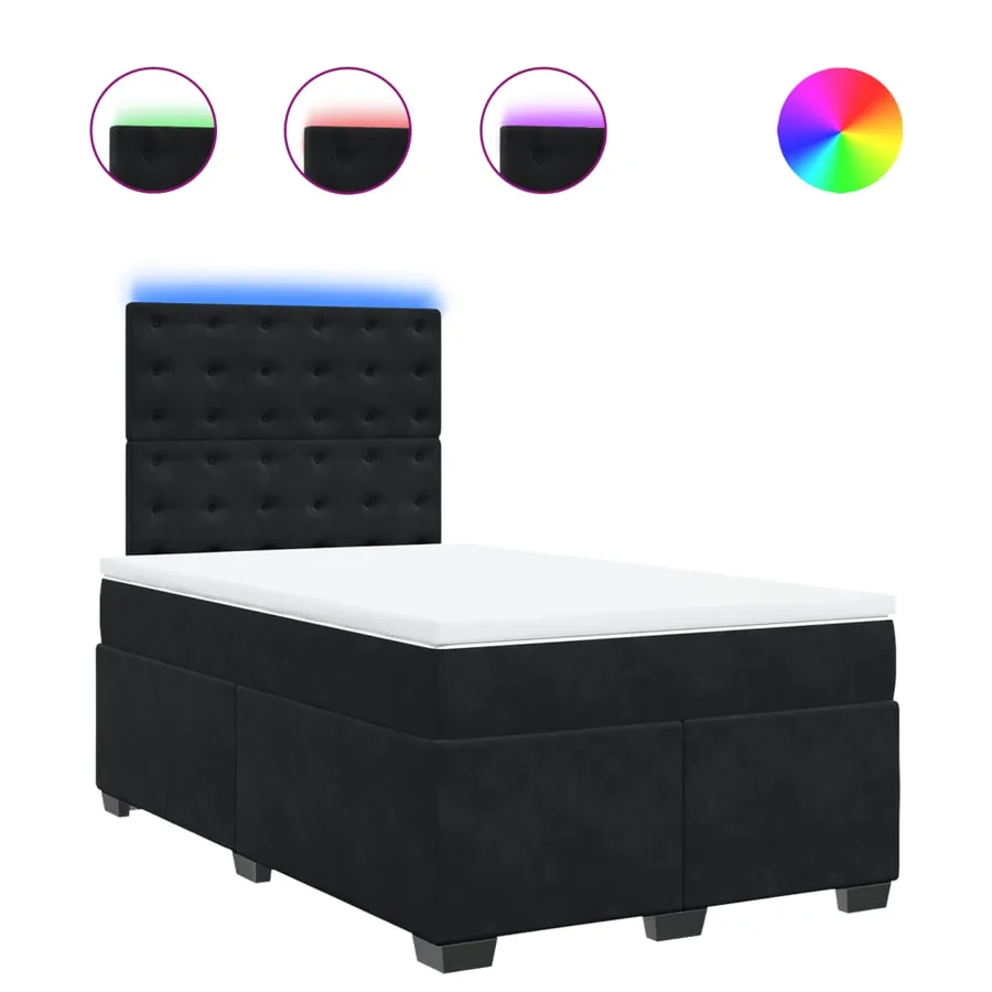 Sommier à lattes de lit avec matelas Noir 120x200 cm Velours - 2