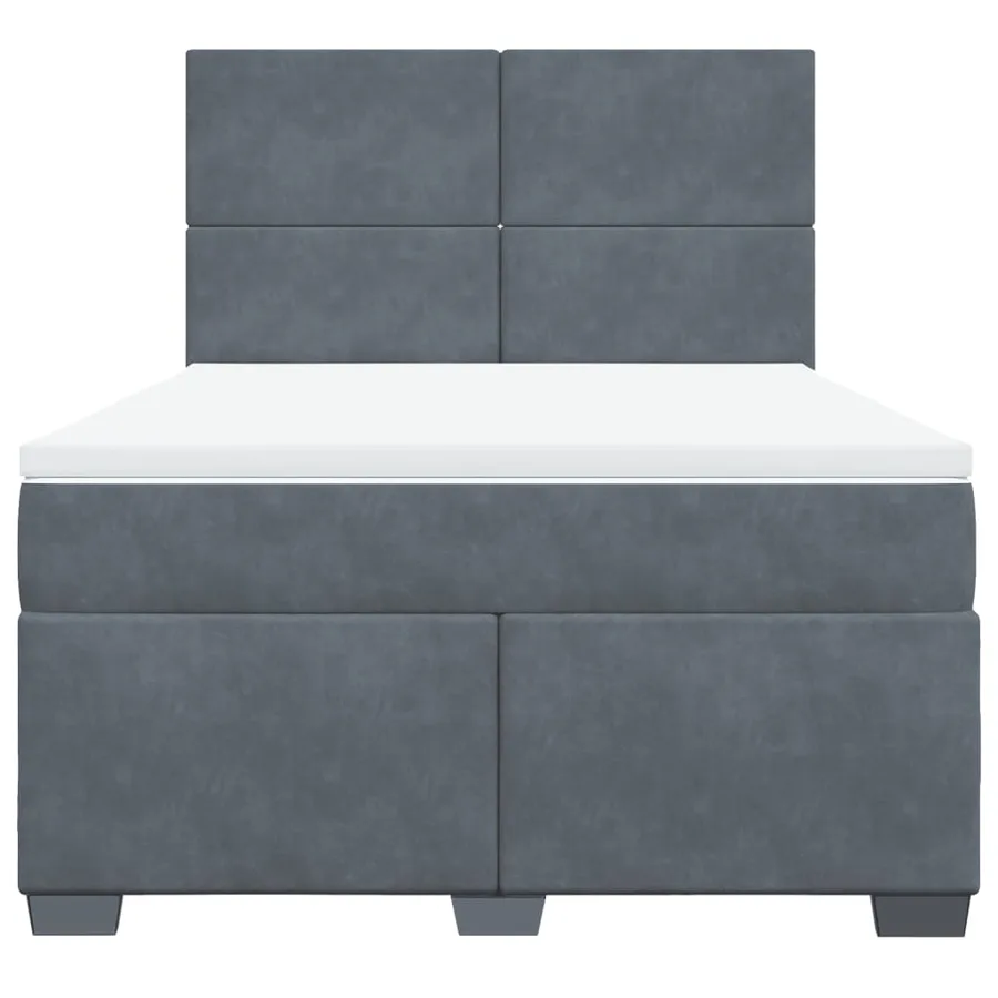Sommier à lattes de lit et matelas Gris foncé 140x190cm Velours - 4
