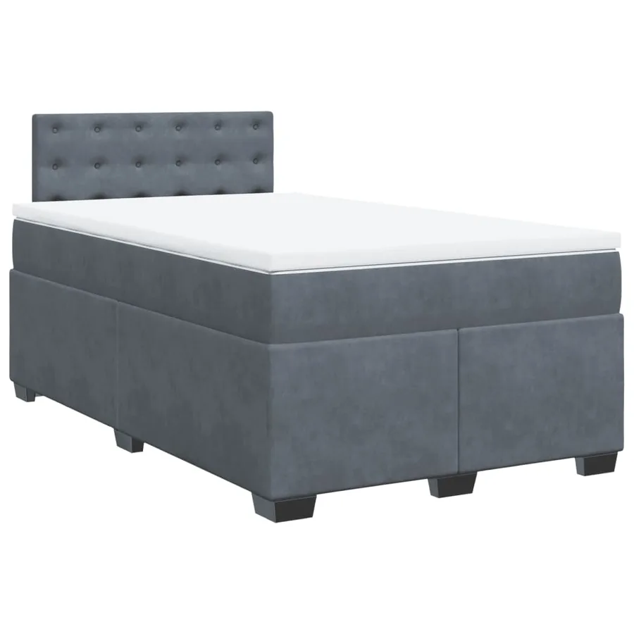 Sommier à lattes de lit et matelas gris foncé 120x190cm velours - 3