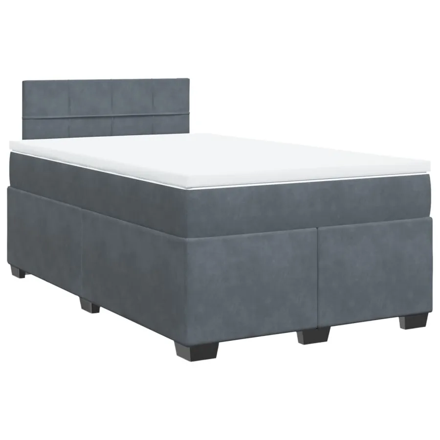 Sommier à lattes de lit et matelas gris foncé 120x190cm velours - 3