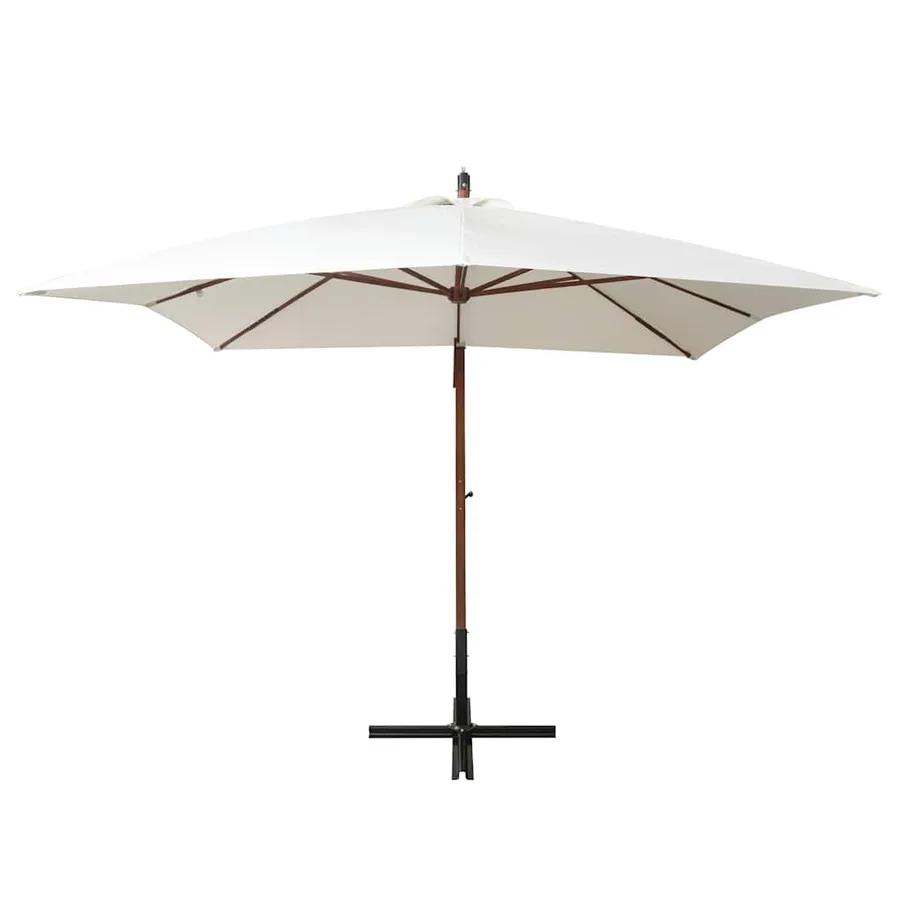 Parasol suspendu avec poteau en bois 300x300 cm blanc - 2