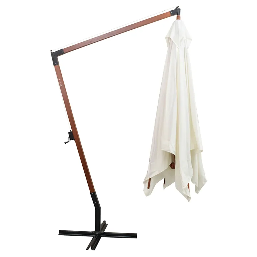 Parasol suspendu avec poteau en bois 300x300 cm blanc - 3