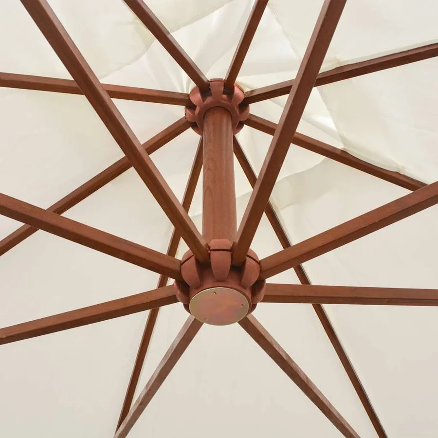 Parasol suspendu avec poteau en bois 300x300 cm blanc - 4