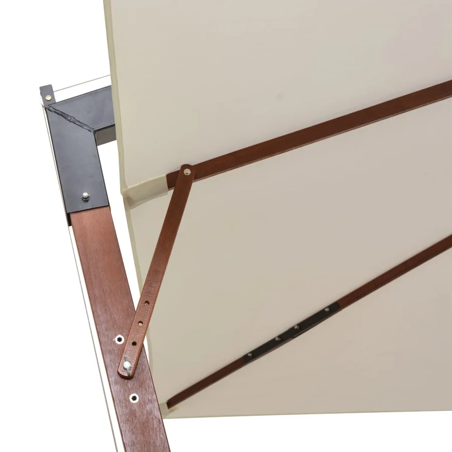 Parasol suspendu avec poteau en bois 300x300 cm blanc - 6