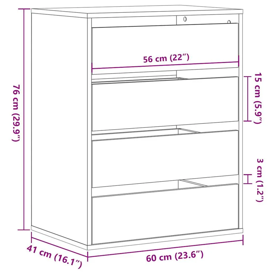 Commode d'angle chêne sonoma 60x41x76 cm bois d'ingénierie - 8