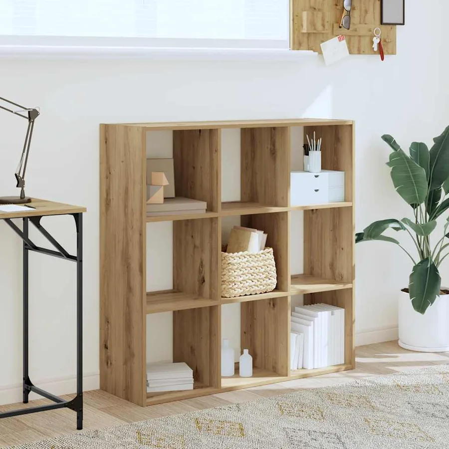 Bibliothèque chêne artisanal 102x32x102 cm bois d'ingénierie