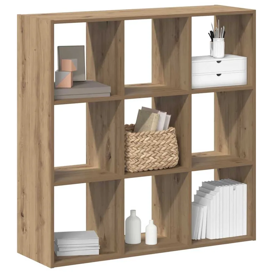 Bibliothèque chêne artisanal 102x32x102 cm bois d'ingénierie - 3