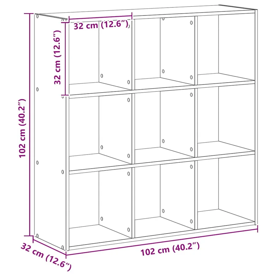 Bibliothèque chêne artisanal 102x32x102 cm bois d'ingénierie - 9