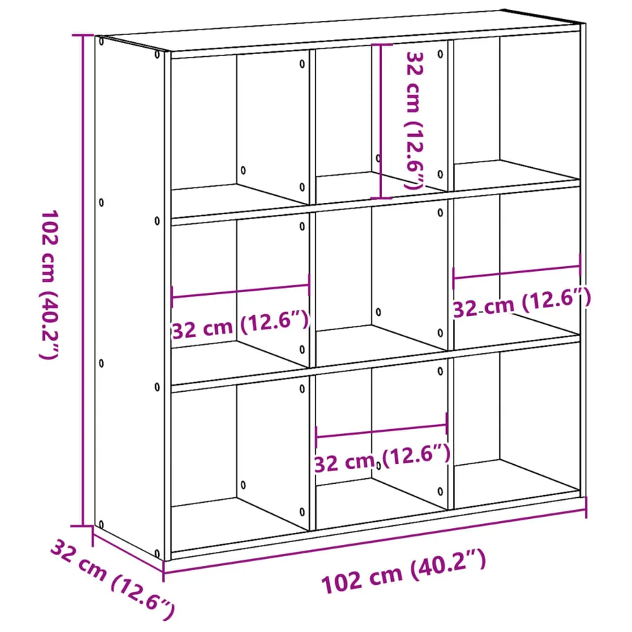 Bibliothèque chêne sonoma 102x32x102 cm bois d'ingénierie - 9