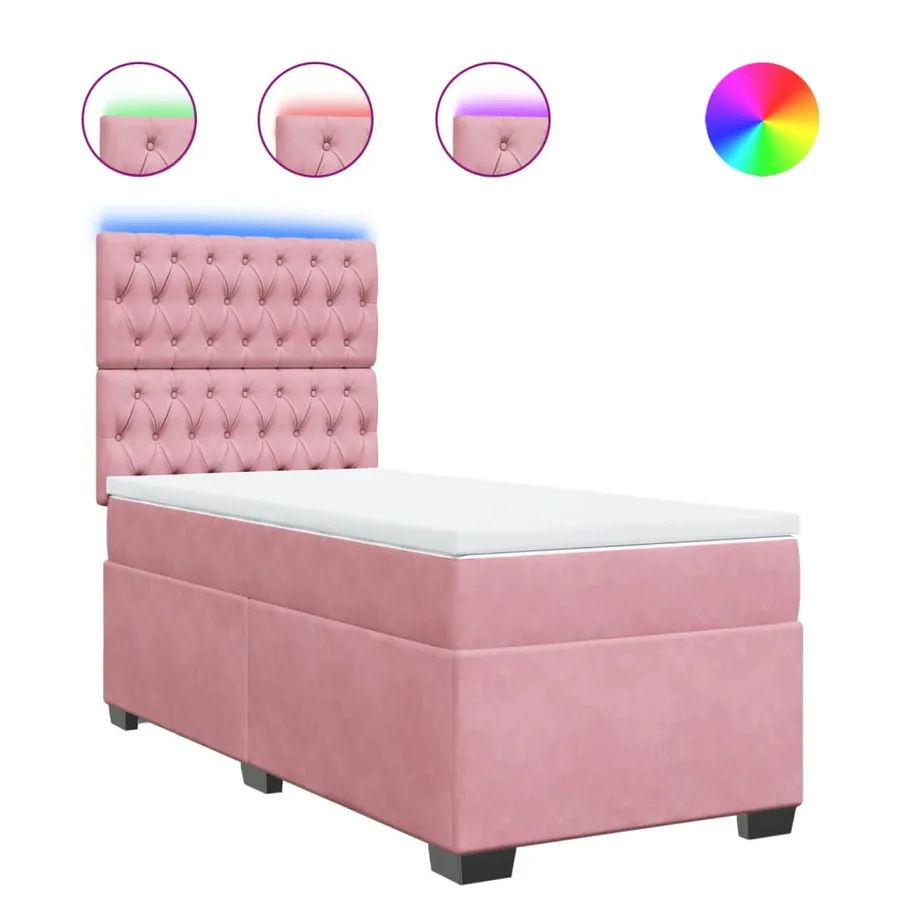 Sommier à lattes de lit avec matelas Rose 90x200 cm Velours - 2