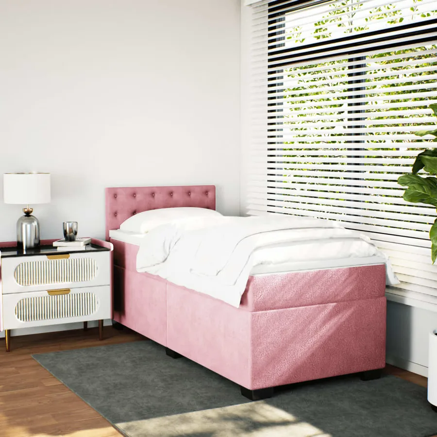 Sommier à lattes de lit avec matelas Rose 100x200 cm Velours - 3