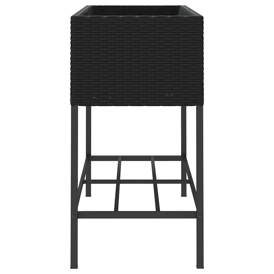 Jardinières avec étagère 2 pcs noir 90x40x75 cm résine tressée - 7
