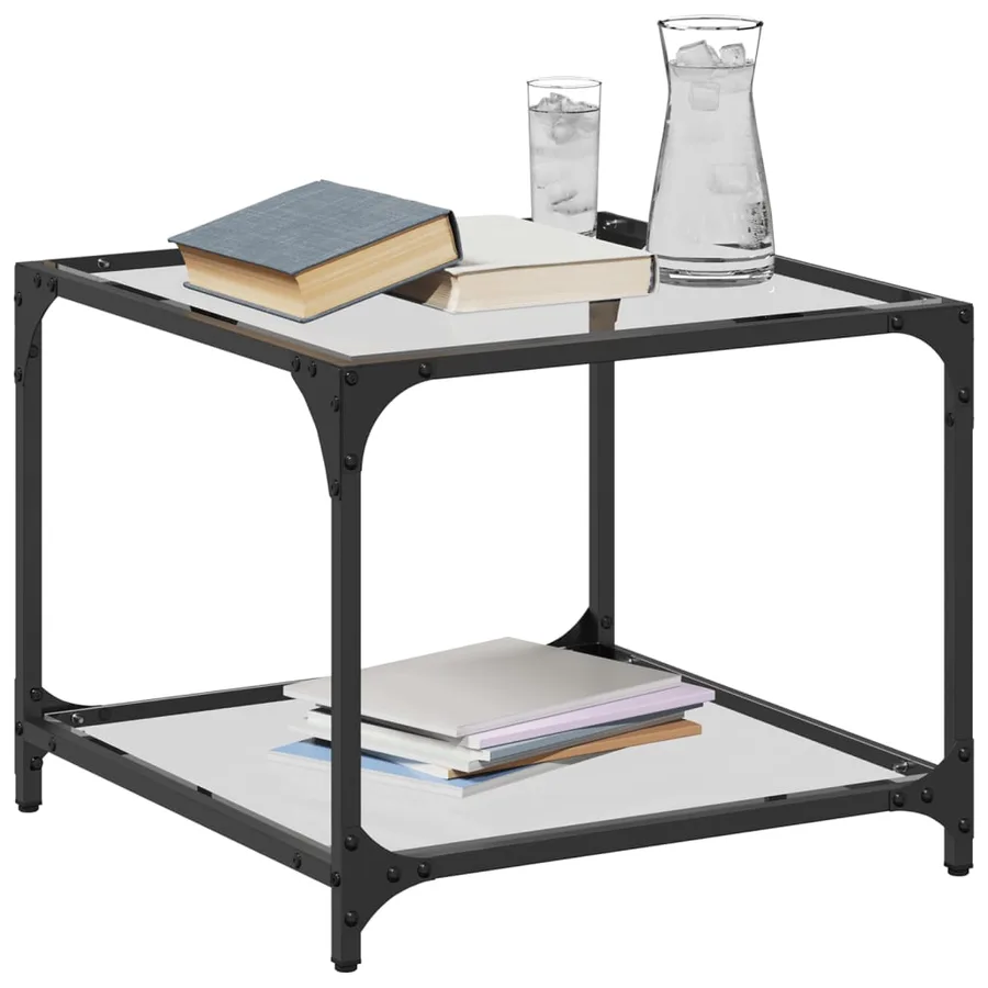 Tables basses avec dessus en verre transparent 2 pcs acier - 3