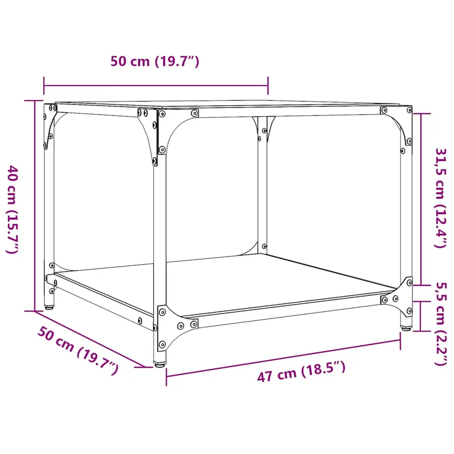 Tables basses avec dessus en verre transparent 2 pcs acier - 9