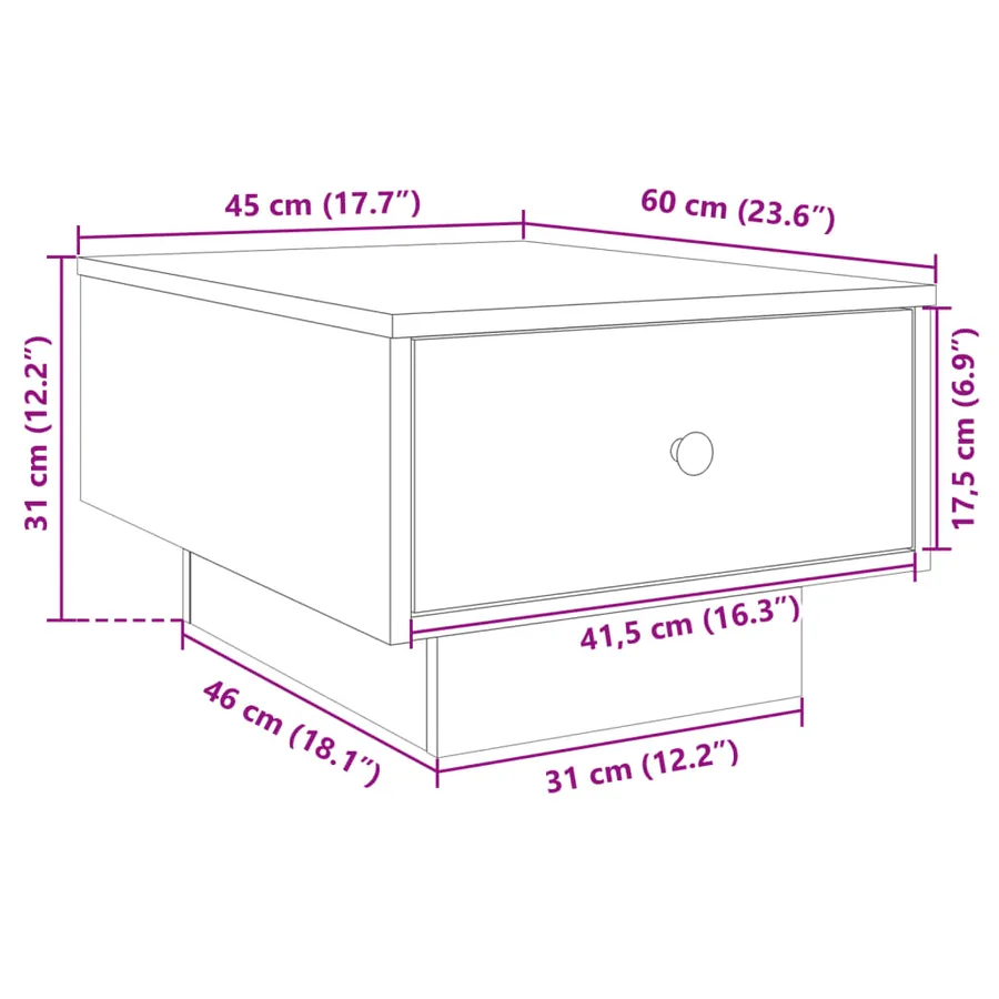 Table basse sonoma gris 60x45x31 cm bois d'ingénierie - 10