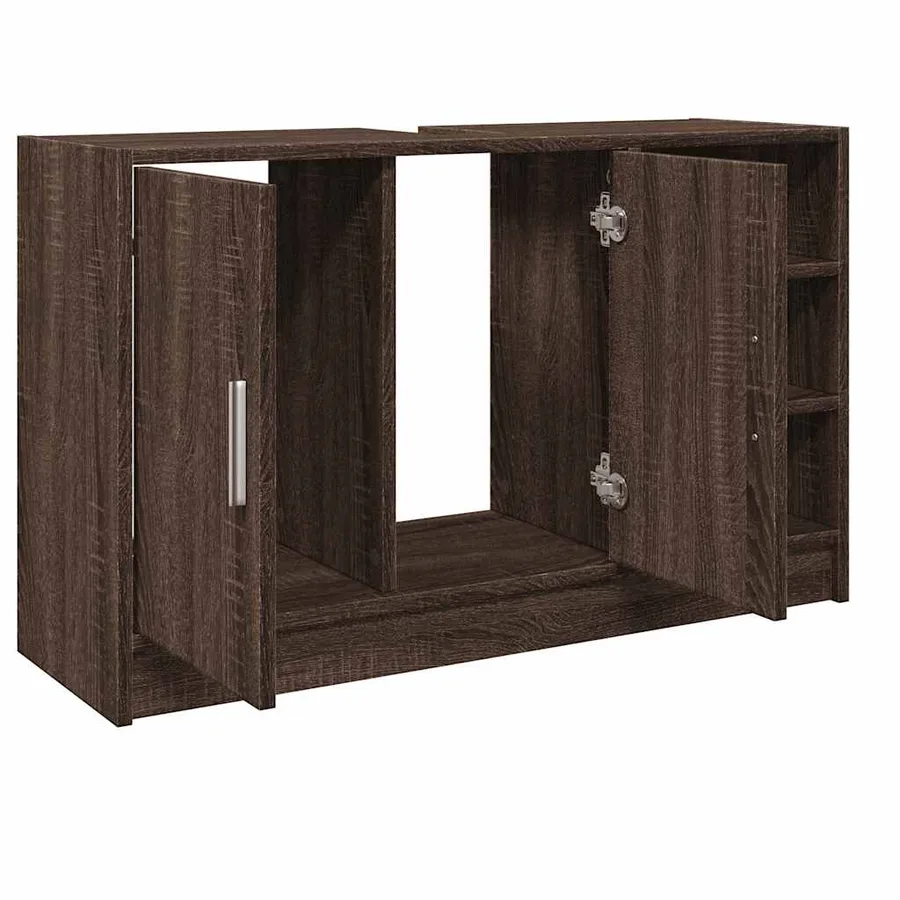Armoire d'évier chêne marron 90x29x55 cm bois d'ingénierie - 5