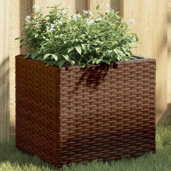 Jardinière marron 36x30x32 cm résine tressée