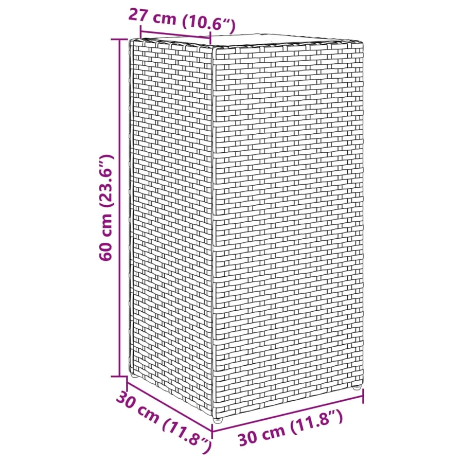Jardinières 2 pcs gris 30x30x60 cm résine tressée - 11