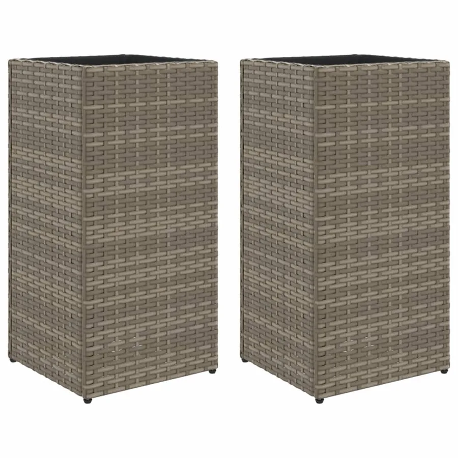 Jardinières 2 pcs gris 30x30x60 cm résine tressée - 2