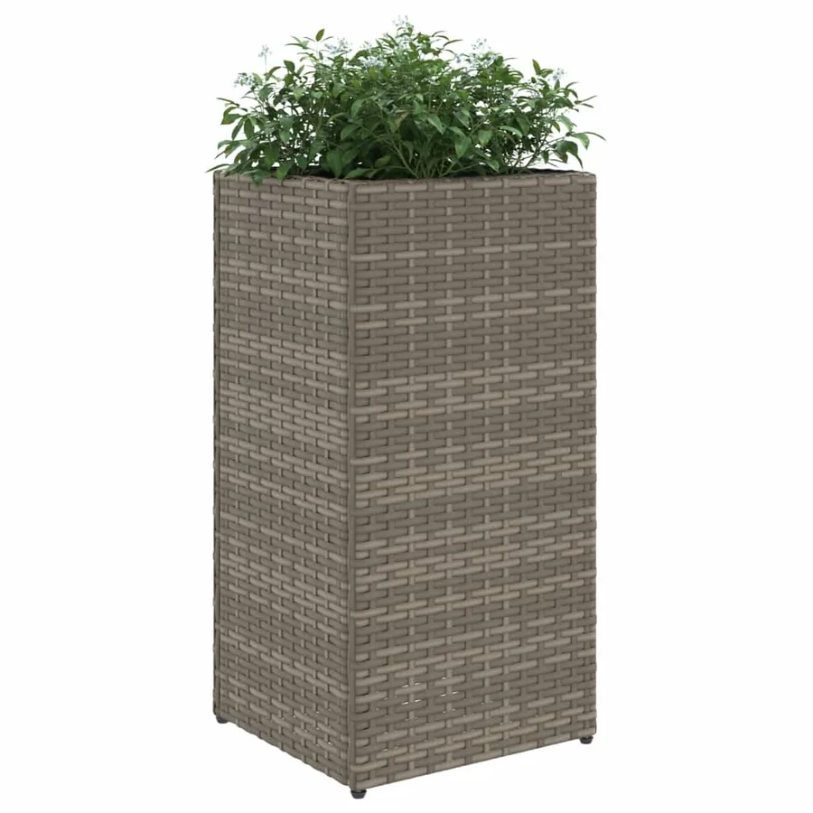 Jardinières 2 pcs gris 30x30x60 cm résine tressée - 4