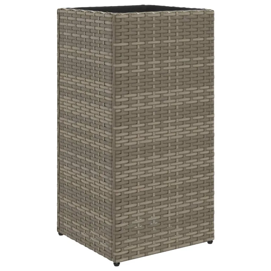 Jardinières 2 pcs gris 30x30x60 cm résine tressée - 5