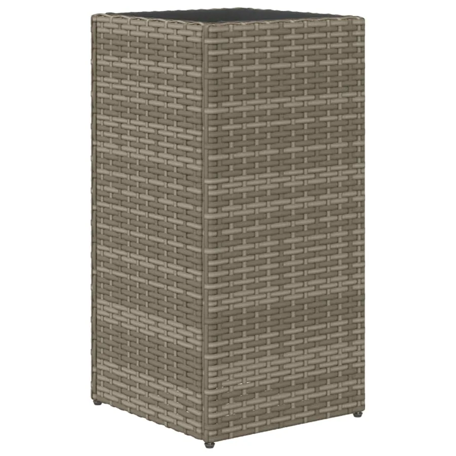 Jardinières 2 pcs gris 30x30x60 cm résine tressée - 8