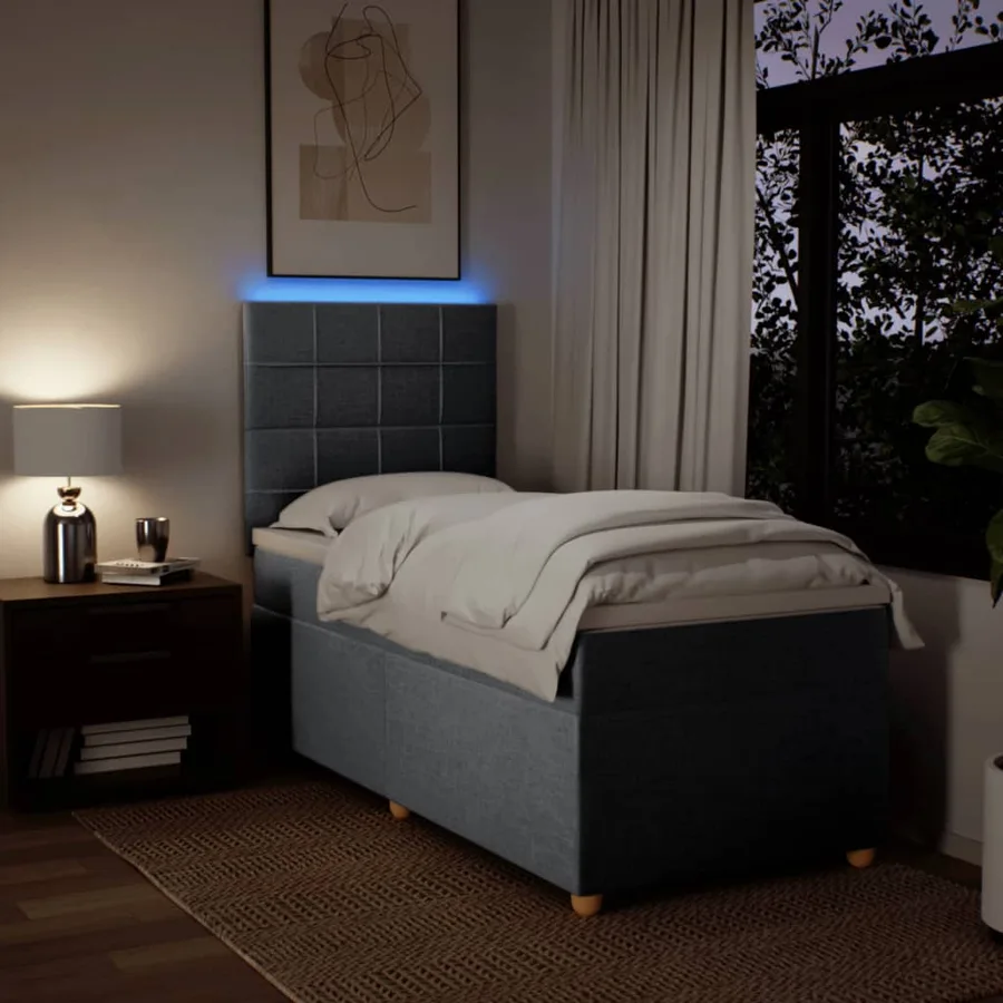 Sommier à lattes de lit avec matelas gris clair 80x200 cm tissu - 4