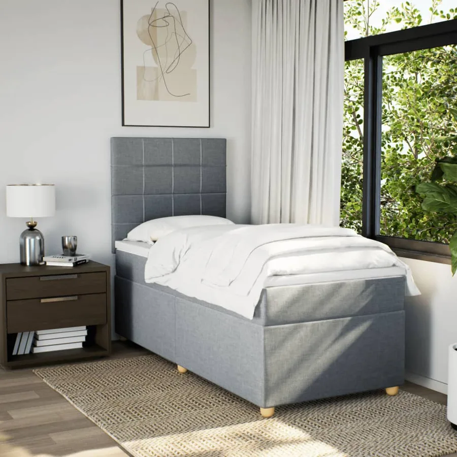 Sommier à lattes de lit avec matelas gris clair 80x200 cm tissu - 5