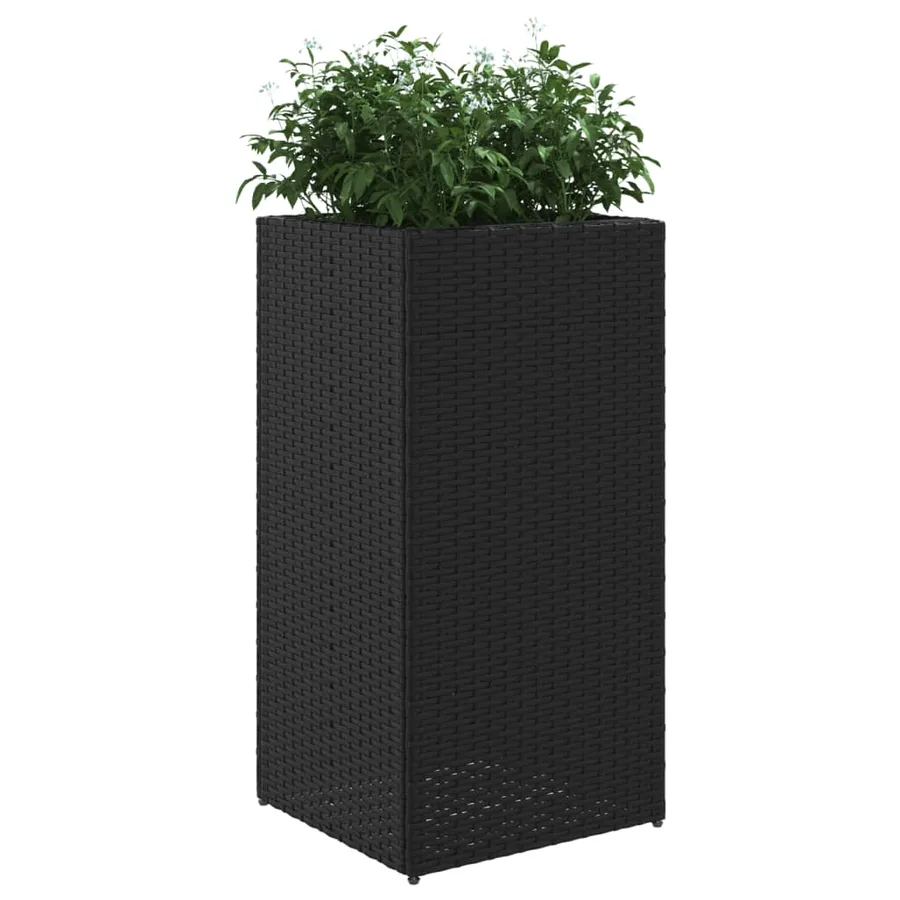 Jardinière noir 40x40x80 cm résine tressée - 4