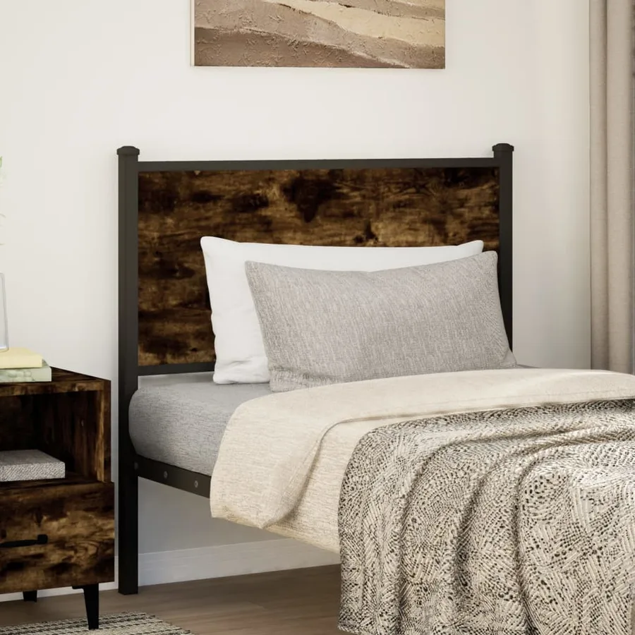 Tête de lit de remplacement chêne fumé 90 cm bois d'ingénierie et acier - 2