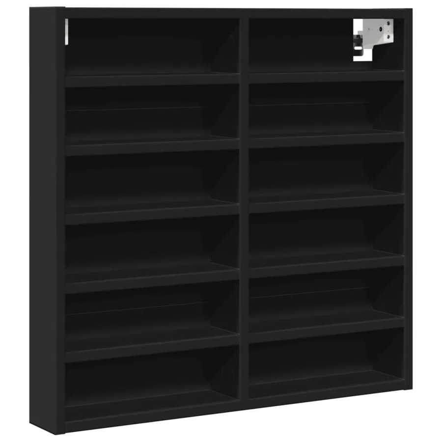 Armoire à vitrine noir 60x8,5x58 cm bois d'ingénierie - 2